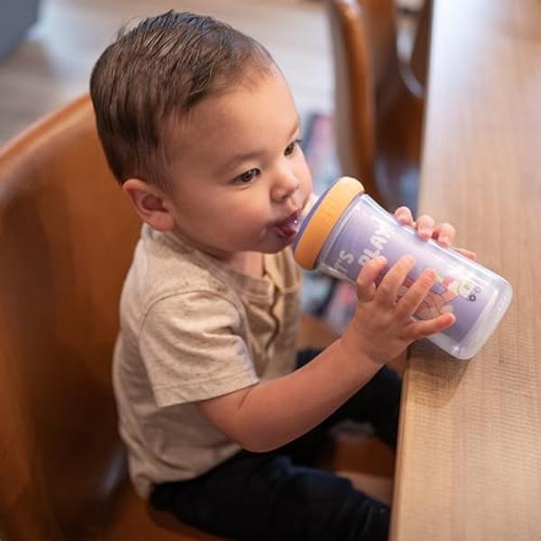 The First Years Bluey Insulated Straw Cup - Bluey Sippy Cups with Straw - Kids Water Bottles - 9 Oz - 2 Count - Ages 9 Months and Up