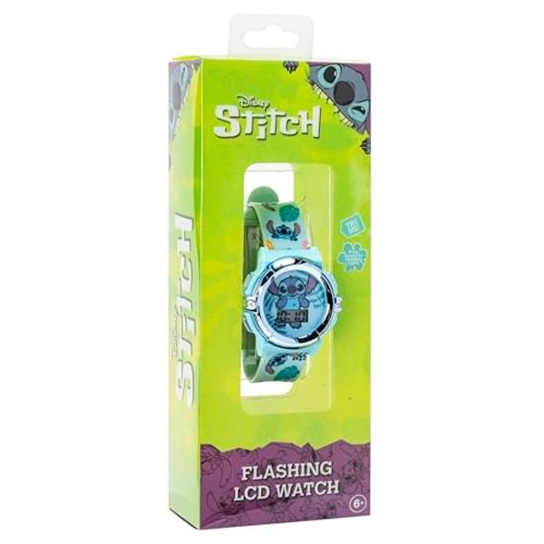 Disney Stitch Kids LCD Watch – Flashing Light-Up Dial, Digital Time Display, Adjustable Strap, Fun Character Design, Perfectfor Boys & Girls – Fits Wrists 5.5” to 8”