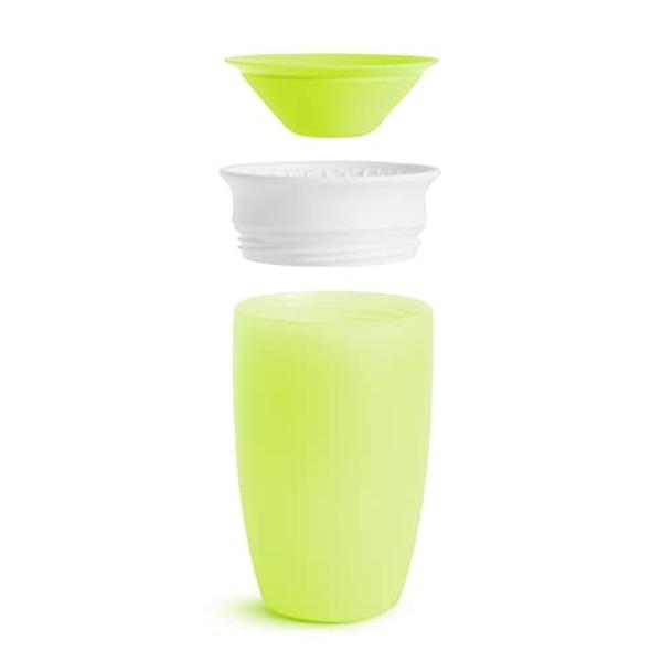 Munchkin Sippy Cups for Toddlers 1-3, Spill Proof Miracle 360 Cup, 10 Ounce, 2 Pack, Green/Blue