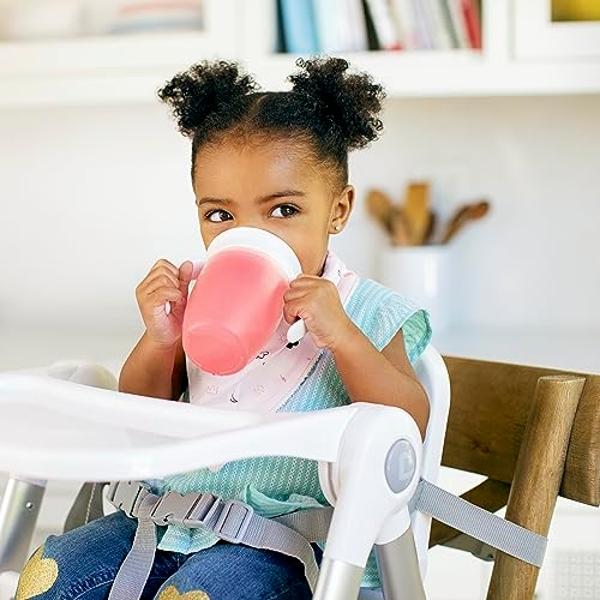 Munchkin Sippy Cup for 6 Month Old and Up, Spill Proof Miracle 360 Toddler Cups with Transition Handles, 7 Ounce, 2 Pack, Pink/Purple