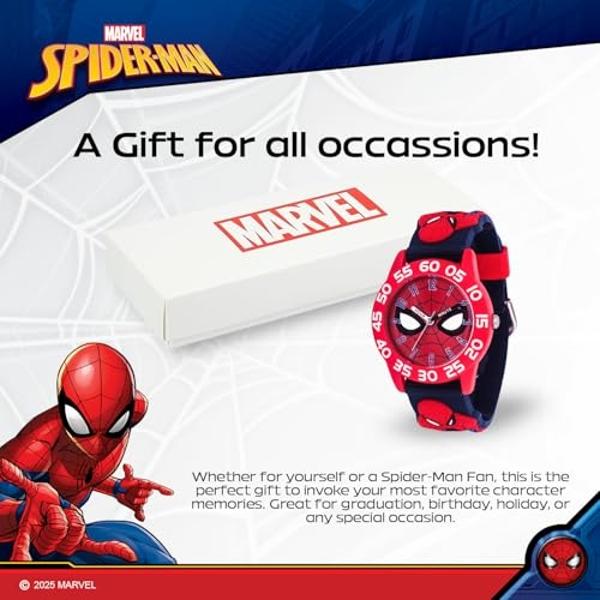 Disney Marvel Spiderman Watch for Kids – Spiderman Toddler Watch for Young Fans – Official Spider-Man Kids Watches – Boys Toys – Toddler Watches Girls Teen – Red Bezel – 3D Plastic