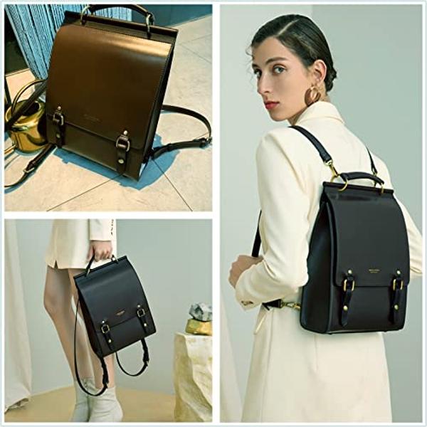 Cnoles Leather Backpack Purse For Women Fashion Ladies Vintage Bags Casual College Travel Backpacks bag Black