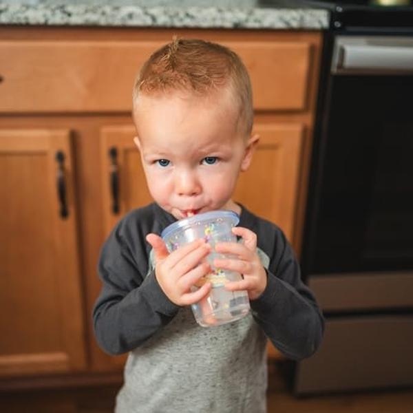 The First Years Bluey Take & Toss Toddler Straw Cups - Spill Proof Toddler Sippy Cups with Snap On Lids and Straws - Bluey Gifts and Bluey Party Supplies - 10 Oz - 10 Count