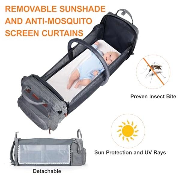 Baby Diaper Bag, Backpack with Changing Table, Unisex Baby Bag, with Diaper Pad, USB Charging Port, Insulated Pacifier Case, Multifunctional Waterproof Travel Diaper Bag, Gift for 