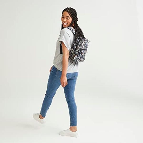 Vera Bradley Women's Cotton Small Backpack, Black - Recycled Cotton, One Size