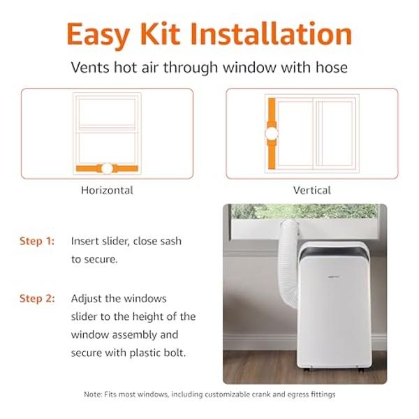 Amazon Basics 4-In-1 Portable AC (Air Conditioner), with Cool/Heat/Dry (Dehumidifier)/Fan-Only Functions, Auto Mode, Sleep Mode, Timer, Cools 550 Sqf, 13,000 BTU (ASHARE)/10000 BTU