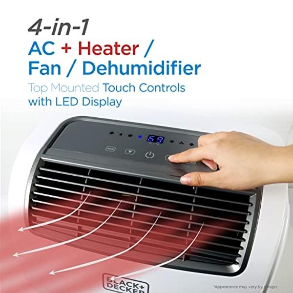 BLACK+DECKER Smart Portable Air Conditioner with Heat, 12,000 BTU (8,000 BTU SACC) Cooling, 9,000 BTU Heating for Rooms up to 550 Sq. Ft., Follow Me Remote, BPACT12HWT, White