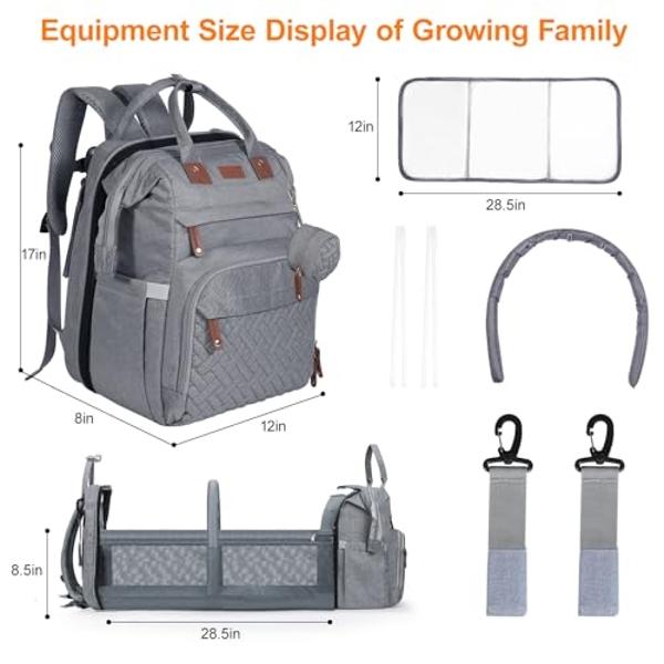 Baby Diaper Bag, Backpack with Changing Table, Unisex Baby Bag, with Diaper Pad, USB Charging Port, Insulated Pacifier Case, Multifunctional Waterproof Travel Diaper Bag, Gift for 