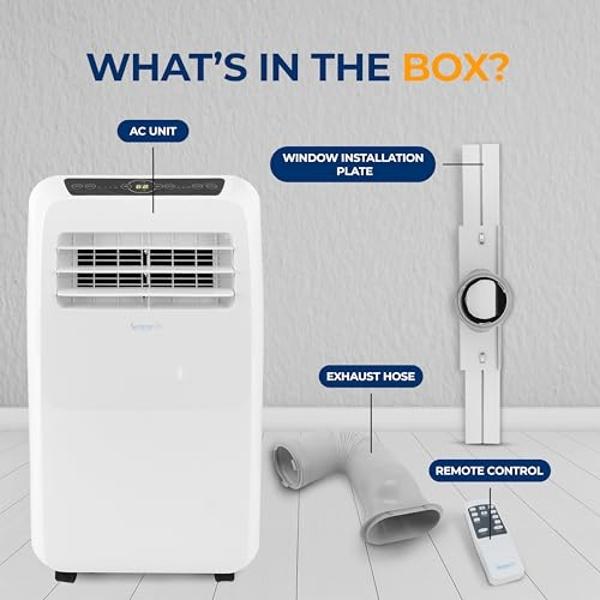 SereneLife Small Air Conditioner Portable 12,000 BTU with Built-in Dehumidifier + Heat - Portable AC unit for rooms up to 550 sq ft - Remote Control, Window Mount Exhaust Kit