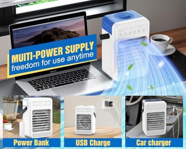 Portable Air Conditioner, Touch Screen Personal Evaporative Air Cooler, 4-Speed Mini Air Conditioner, 2 Cool Mists & 3 Timers Quiet Portable AC Unit Fan Desktop Cooling Fan for Roo