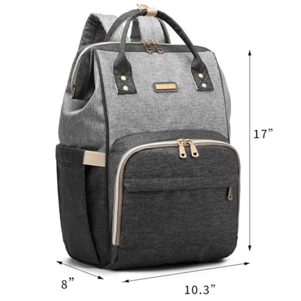 Diaper Bag Backpack for Women, Baby Bags for Girls,Diaper Bag with Changing Pad, and Insulated Pockets (Dark Grey +Light Grey)