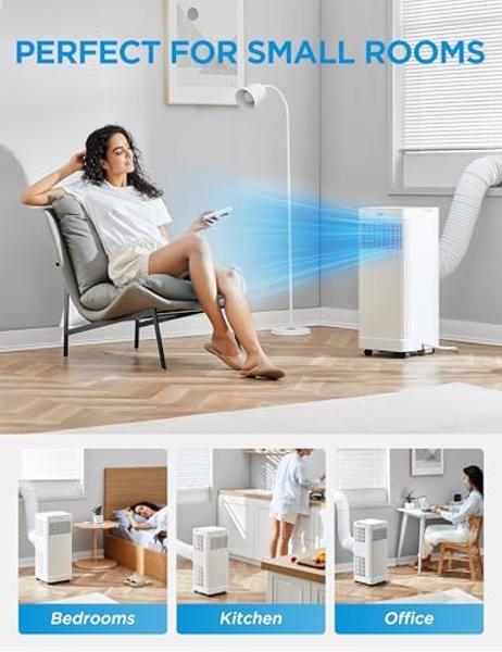 Midea 8,500 BTU ASHRAE (5,000 BTU SACC) Portable Air Conditioner, Smart Control, Cools up to 150 Sq. Ft., with Dehumidifier & Fan mode, Easy- to-use Remote Control & Window Install