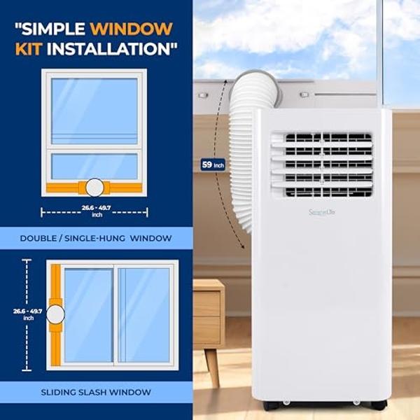 SereneLife SLPAC105W.5 Portable Air Conditioner-Compact Home A/C Cooling Unit with Built-in Dehumidifier & Fan Modes, Includes Window Mount Kit, 10,000 BTU + WiFi, White