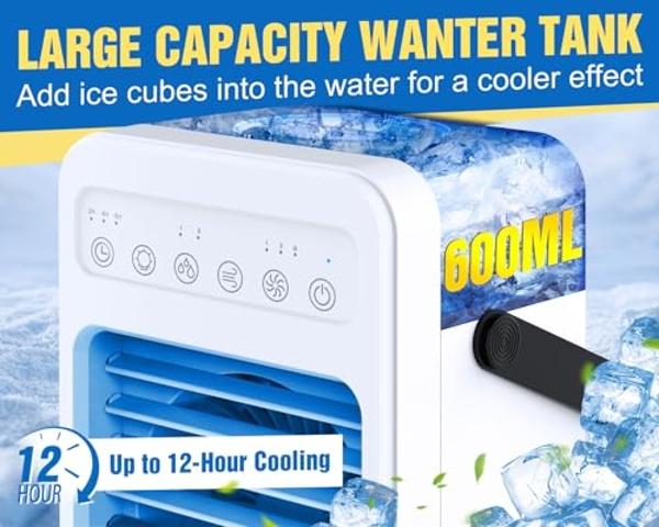 Portable Air Conditioner, Touch Screen Personal Evaporative Air Cooler, 4-Speed Mini Air Conditioner, 2 Cool Mists & 3 Timers Quiet Portable AC Unit Fan Desktop Cooling Fan for Roo