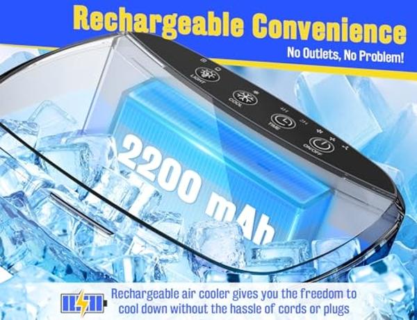 Portable Air Conditioners, Fast Cooling Evaporative Personal Air Cooler with 3 Wind Speeds, 2/4H Timer, 7 Color Lights, Mini Air Conditioner, USB Portable AC Unit Fan for Bedroom O