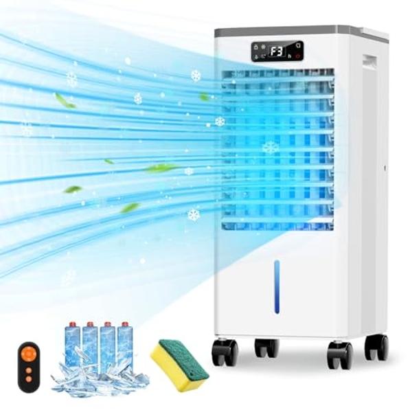 Portable Air Conditioners, 3-IN-1 Swamp Cooler, Evaporative Air Cooler, 4 Modes & 3 Speeds, 12H Timer, Child Lock, Smart Remote & Touch Control, Portable Air Cooling Fan for Room,I