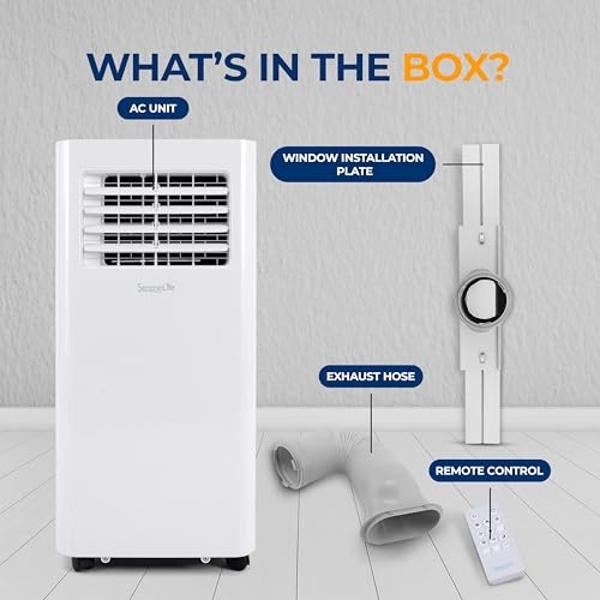 SereneLife SLPAC105W.5 Portable Air Conditioner-Compact Home A/C Cooling Unit with Built-in Dehumidifier & Fan Modes, Includes Window Mount Kit, 10,000 BTU + WiFi, White
