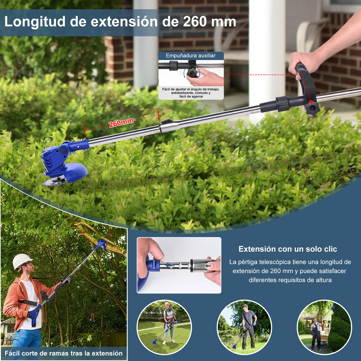 Desbrozadora Inalámbrica Eléctrica Podadora Cortadora Pasto Color Azul