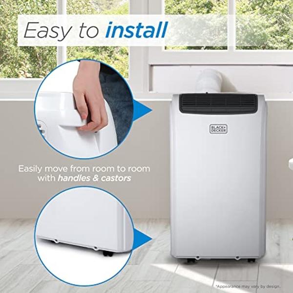 BLACK+DECKER Smart Portable Air Conditioner with Heat, 12,000 BTU (8,000 BTU SACC) Cooling, 9,000 BTU Heating for Rooms up to 550 Sq. Ft., Follow Me Remote, BPACT12HWT, White