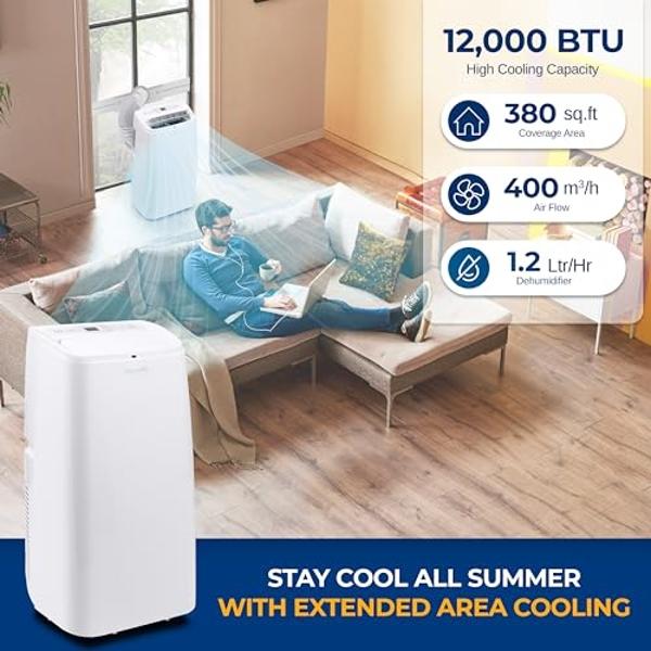 LG 6000 BTU SACC / (9700 ASHRAE) Portable Air Conditioners Cools 260 Sqft Easy Install & Remote Control LCD Display Eco-friendly Small Room Air Conditioner AC Unit Cool Home White 