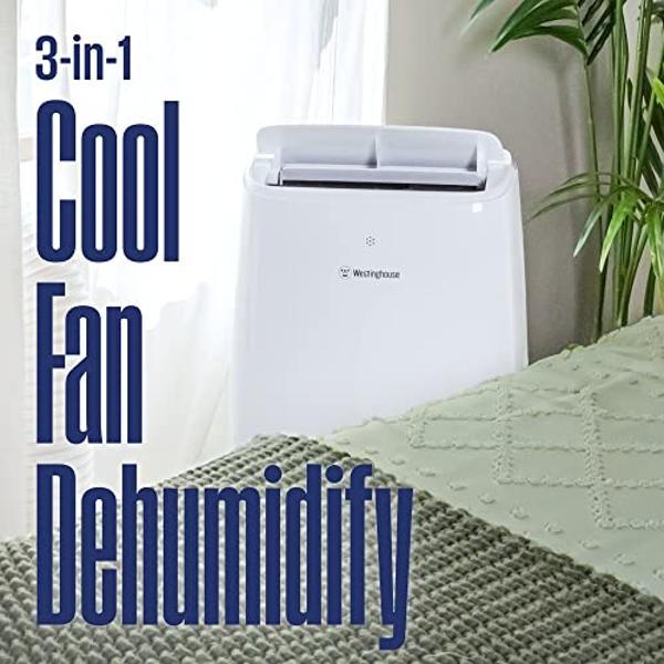 Westinghouse 14,000 BTU Air Conditioner Portable For Rooms Up To 700 Square Feet, Portable AC with Home Dehumidifier, Smart App, 3-Speed Fan, Programmable Timer, Remote Control, Wi
