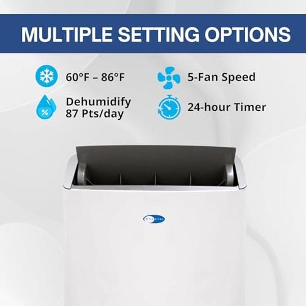 Whynter Inverter Portable Air Conditioner 14,000 BTU with Dual Hose, Dehumidifier, Cooling Fan & Smart Wi-Fi for 600 Sq Ft Rooms, NEX ARC-1230WN (12,000 SACC), White