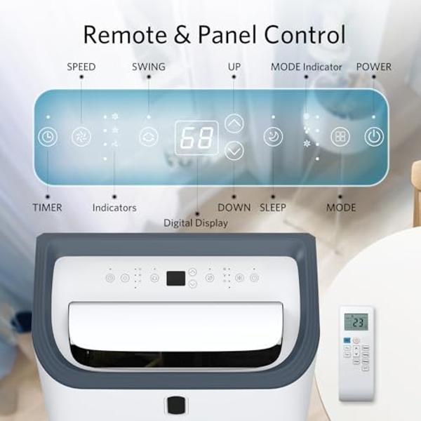 12000 BTU Portable Air Conditioners, Portable AC Unit for Room Cools up to 550 sq.ft, 3-in-1 Free Standing Cooling AC Unit with Fan & Dehumidifier, Sleep Mode,24H Timer, Automatic 