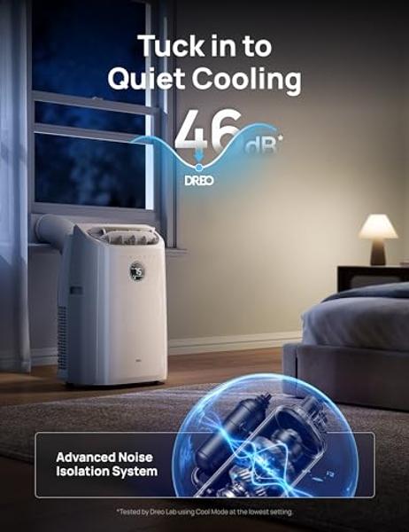 Dreo Portable Air Conditioners, 12000 BTU AC Unit for Bedroom with Drainage-free Cooling, 3-in-1 with Fan & Dehumidifier, Touch/APP/Voice/Remote, 24h Timer, Smart Floor AC for Room