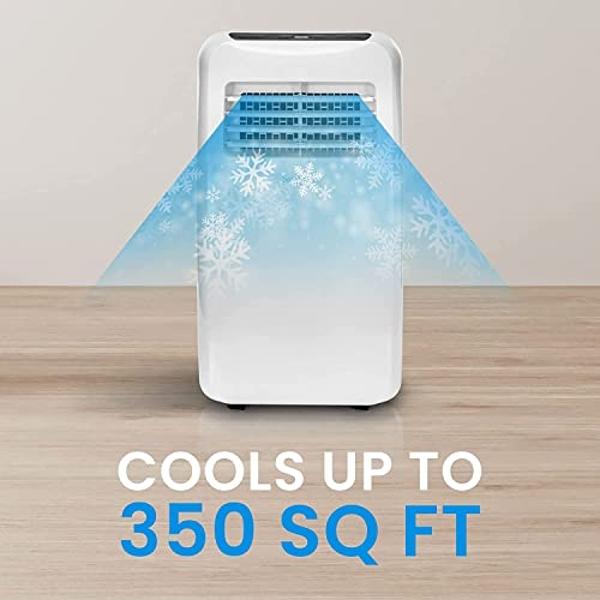 SereneLife SLPAC805W.5 Air Conditioner + Built-in Dehumidifier Portable AC Unit Cools Rooms Up to 400sq ft-Includes Remote Control & Window Sealing Kit, 8,000 BTU + WiFi, White-Bla