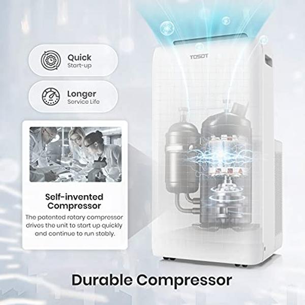 TOSOT Portable Air Conditioner 12,000 BTU Aolis Series-AC Unit with Swing Function, Remote Control, 3-in-1, Fan, and Dehumidifier for Large, Living Rooms Up to 450 sq ft, White
