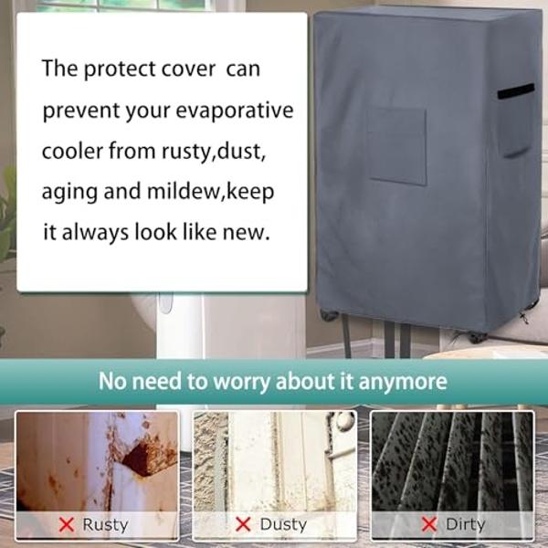 AIickwang Evaporative Cooler Cover for Hessaire MC26A Evaporative Cooler,Outdoor Heavy Duty 600D Waterproof Swamp Cooler Cover,21"L x 15"W x 32"H,Grey