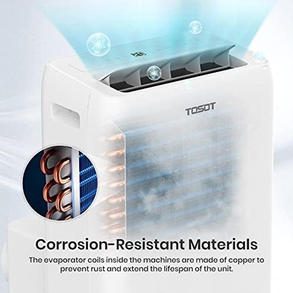 TOSOT Portable Air Conditioner 12,000 BTU Aolis Series-AC Unit with Swing Function, Remote Control, 3-in-1, Fan, and Dehumidifier for Large, Living Rooms Up to 450 sq ft, White