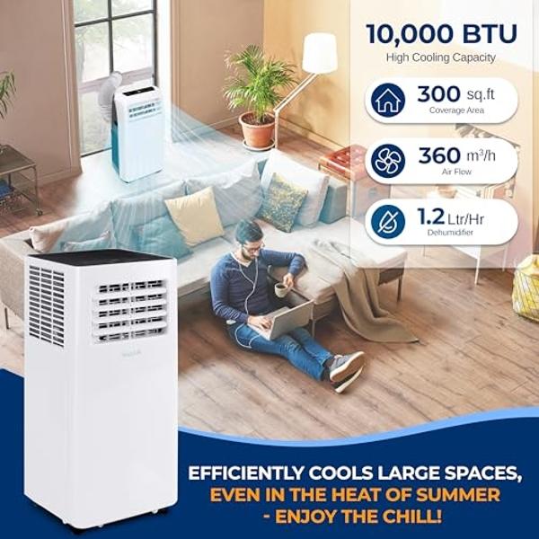 SereneLife SLPAC105W.5 Portable Air Conditioner-Compact Home A/C Cooling Unit with Built-in Dehumidifier & Fan Modes, Includes Window Mount Kit, 10,000 BTU + WiFi, White