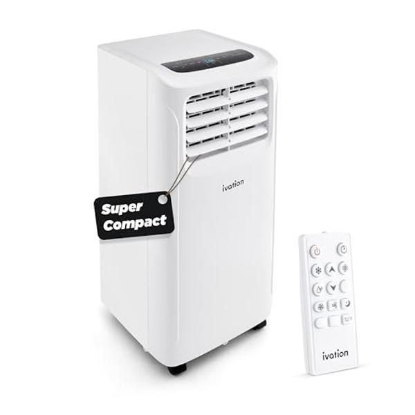 Ivation 9000 BTU Compact Portable Air Conditioner, Smallest AC Unit with Powerful Cooling, Multi-Speed Fan, Dehumidifier, Sleep Mode, Built-In Timer, Remote Control, Washable Filte