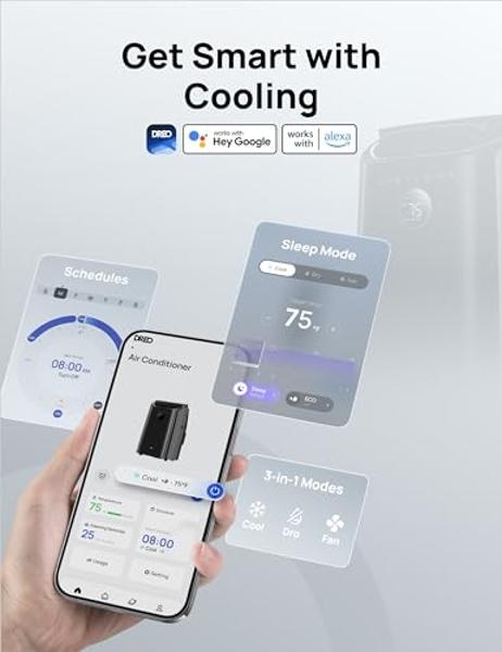 Dreo Portable Air Conditioners, 14000 BTU AC Unit for Bedroom with Drainage-free Cooling, 3-in-1 with Fan & Dehumidifier, Touch/APP/Voice/Remote, 24h Timer, Smart Floor AC for Room