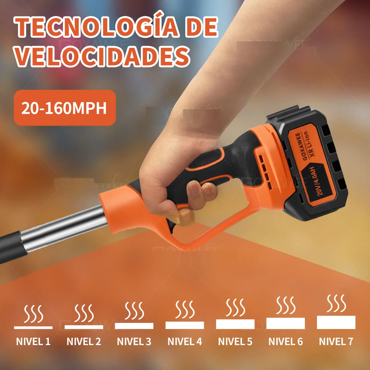 Sopladora De Aire Inalámbrico Plegable Para Las Hojas Caídas Naranja