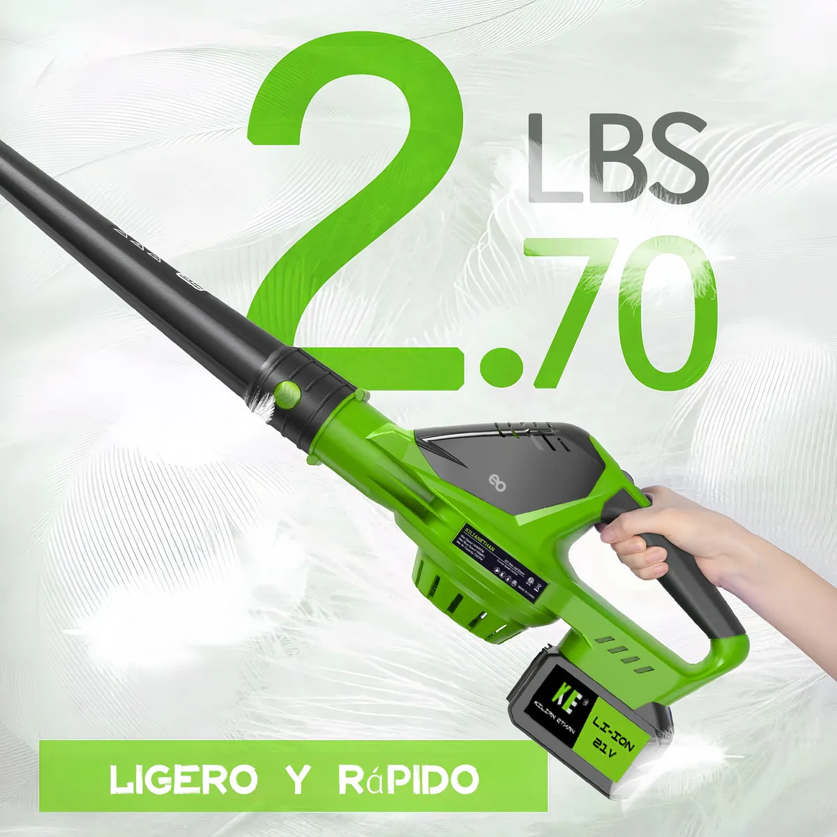 Soplador De Aire Inalámbrico Eléctrica 21v 600w 2 Batería