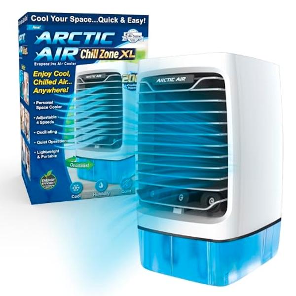 Arctic Air Chill Zone XL Evaporative Cooler with Oscillating Fan, Auto-Off Timer, Portable Fan with 4 Adjustable Speeds, 16-Hour Cooling Fan for Bedroom, Living Room, Office & More
