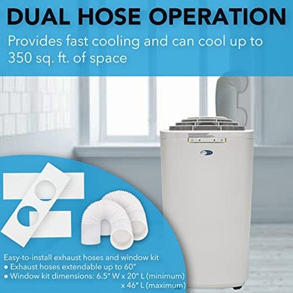 Whynter ARC-110WD 11,000 BTU (5,900 BTU SACC) Portable Air Conditioner with Dehumidifier and Fan for Rooms Up to 350 Sq Ft, Includes and Storage Bag, White