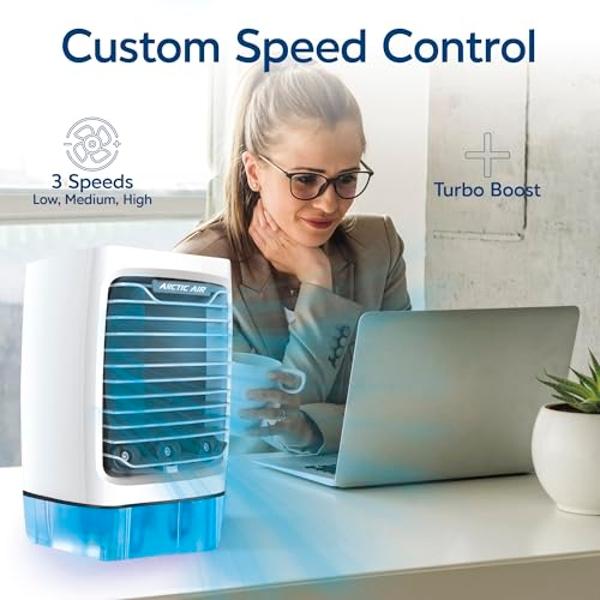 Arctic Air Chill Zone XL Evaporative Cooler with Oscillating Fan, Auto-Off Timer, Portable Fan with 4 Adjustable Speeds, 16-Hour Cooling Fan for Bedroom, Living Room, Office & More