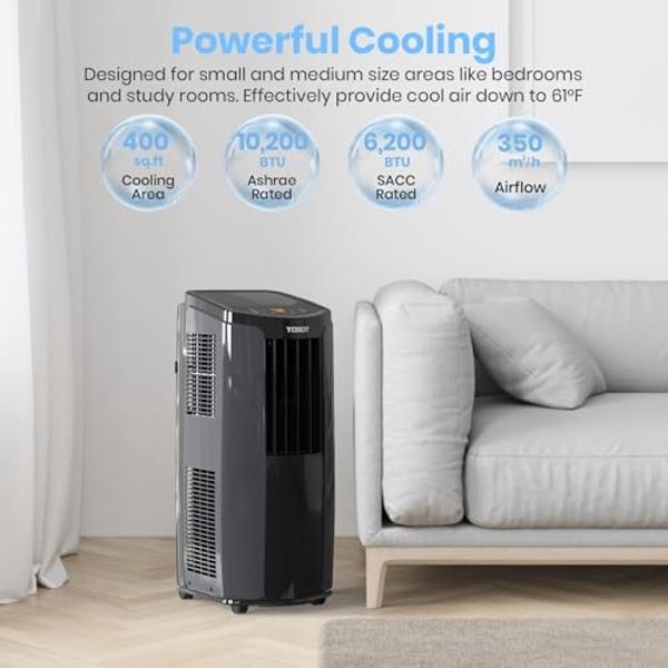 TOSOT 10,200BTU (6,200 BTU SACC) Portable Air Conditioner, Smart Wifi Control, AC Unit with Dehumidifier, Fan, Window Kit for Easy Installation, Cool Rooms Up to 400 Square Feet, S