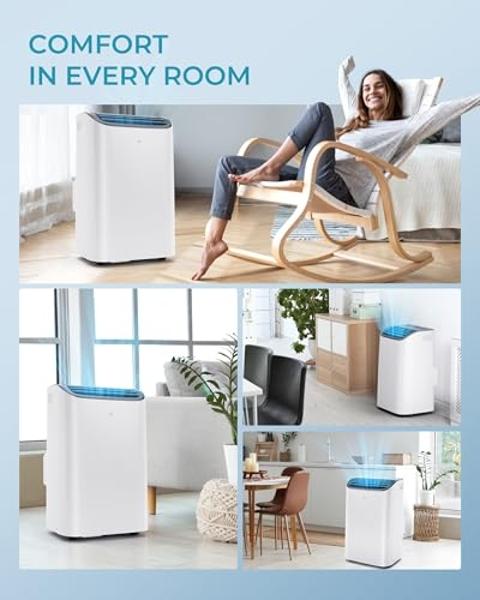 EUHOMY Portable Air Conditioners 12,000 Btu, 4 in 1 Portable Cooling AC with Heat, Dehumidifier, Fan Modes, Quiet Stand-up AC with 46dB Low Noise & Sleep Mode for Bedrooms, room up