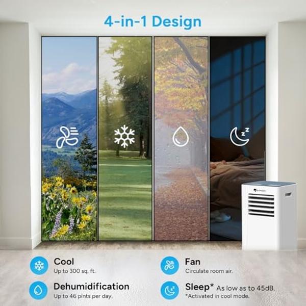 TOSOT 10,200BTU (6,200 BTU SACC) Portable Air Conditioner, Smart Wifi Control, AC Unit with Dehumidifier, Fan, Window Kit for Easy Installation, Cool Rooms Up to 400 Square Feet, S
