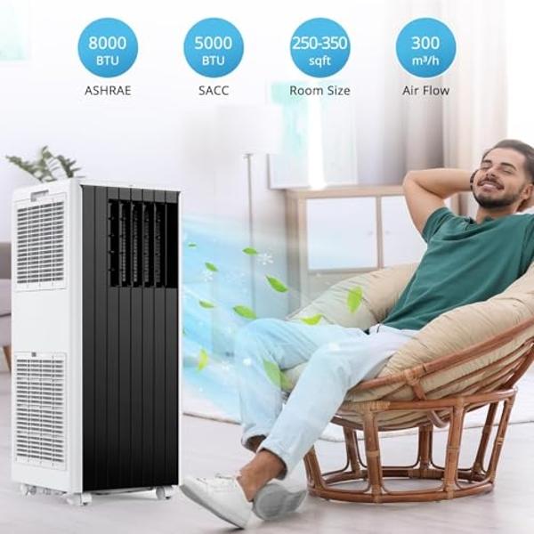 Whynter Portable Air Conditioner 12,000 BTU with Dual Hose Dehumidifier & Cooling Fan for 400 Sq Ft Rooms, Includes AC Unit Window Kit Elite ARC-122DS (7,000 SACC), Silver