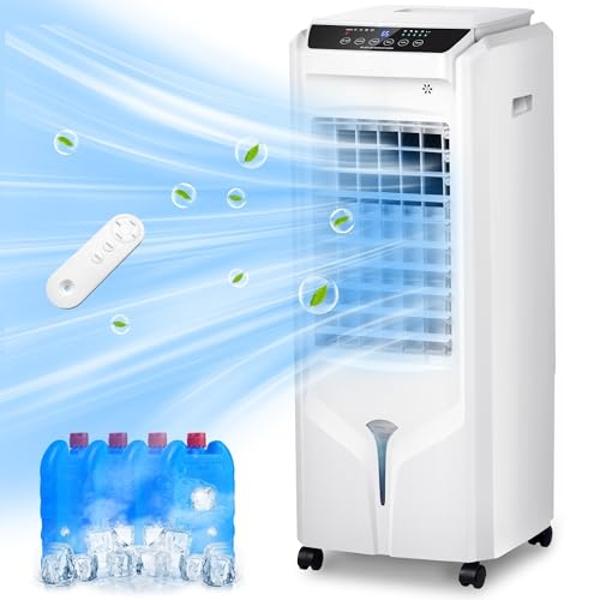 Uthfy 1800 CFM Evaporative Air Cooler, 32 Inch Swamp Cooler Air Conditioner with 4.2 Gal Water Tank, 120°Oscillation, 12H Timer, 3 Speed, 4 Modes, Remote, Portable Cooling Fan for 