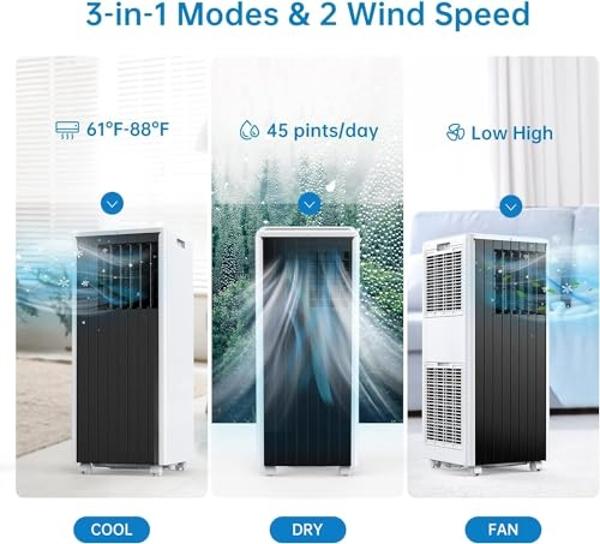 TOSOT 10,200BTU (6,200 BTU SACC) Portable Air Conditioner, Smart Wifi Control, AC Unit with Dehumidifier, Fan, Window Kit for Easy Installation, Cool Rooms Up to 400 Square Feet, S