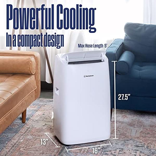 Westinghouse 14,000 BTU Air Conditioner Portable For Rooms Up To 700 Square Feet, Portable AC with Home Dehumidifier, Smart App, 3-Speed Fan, Programmable Timer, Remote Control, Wi