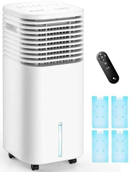 TEMEIKE 4-IN-1 Portable Air Conditioners, Evaporative Air Cooler w/ 4 Modes & 3 Speeds, 15H Timer for Smart Auto-off, 2-Gal Tank for 20H Cooling,17FT Remote,No Hose Needed,120°Osci