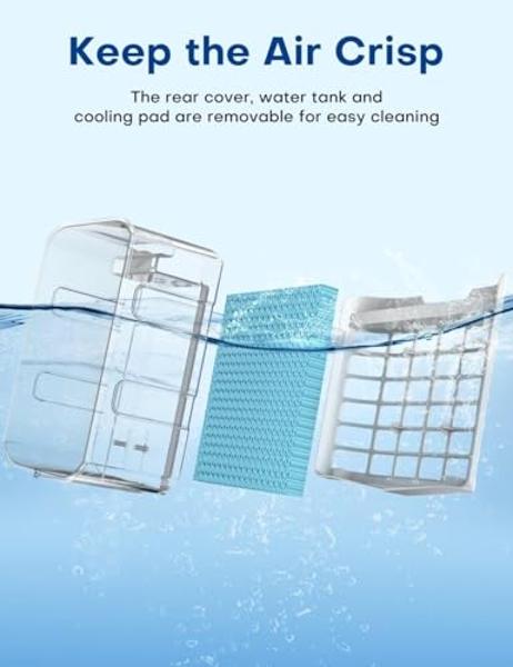 TEMEIKE 4-IN-1 Portable Air Conditioners, Evaporative Air Cooler w/ 4 Modes & 3 Speeds, 15H Timer for Smart Auto-off, 2-Gal Tank for 20H Cooling,17FT Remote,No Hose Needed,120°Osci