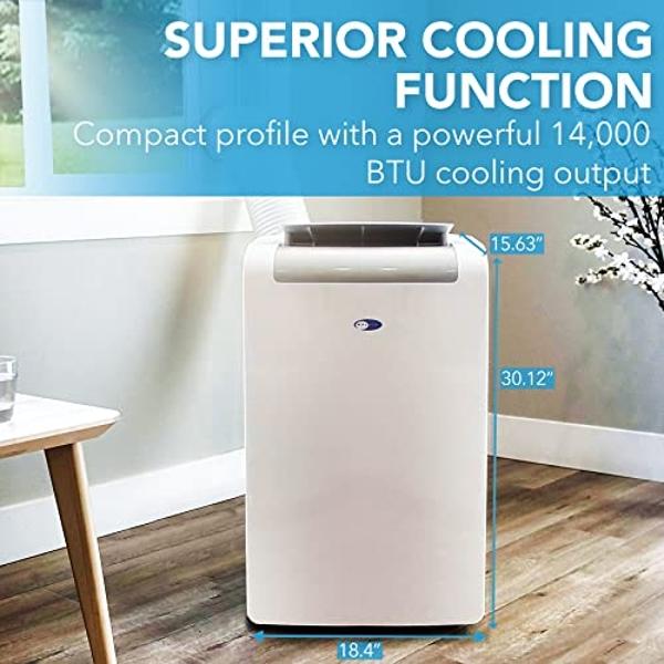 Whynter ARC-148MHP 14,000 BTU Portable Air Conditioner and 10,000 BTU Portable Air Heater with Dehumidifier and Fan for 500 Square Foot Rooms, White